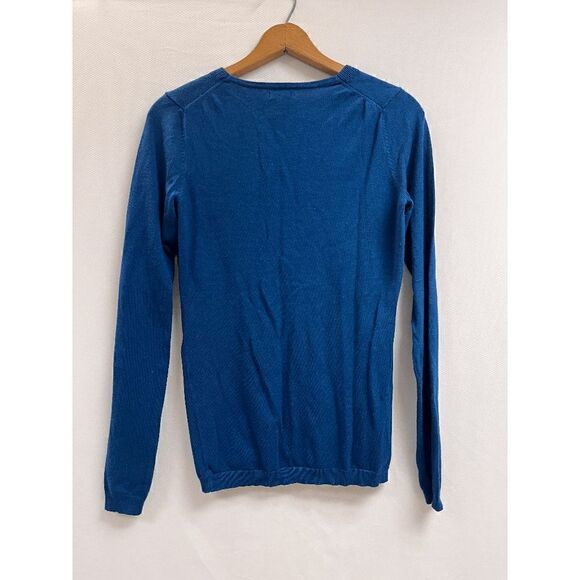 Dressbarn Womens Long Sleeve Front Ruffle Cardigan Sweater Blue Sz M - Picture 3 of 7